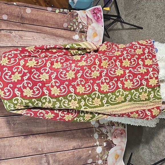 Colorful Floral Kantha Kimono Cardigan Sm-2xl - Picture 9 of 10